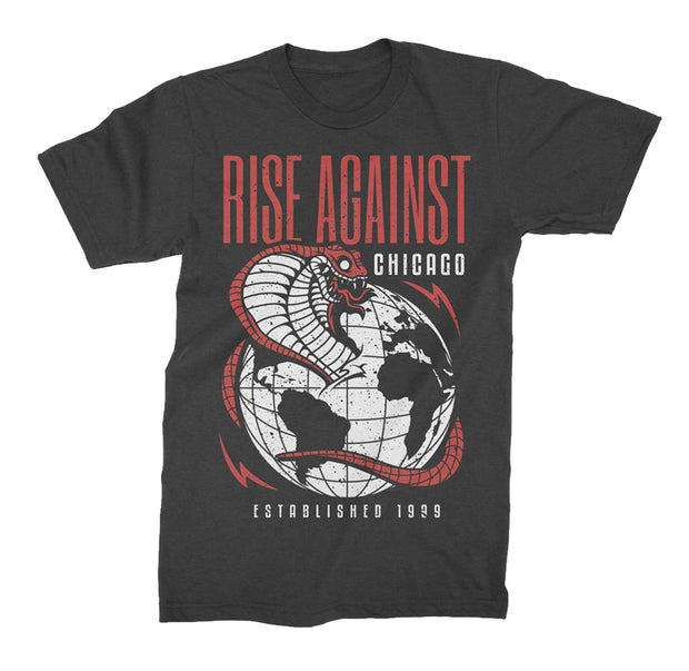 Rise Against shirt with vintage cobra design on front