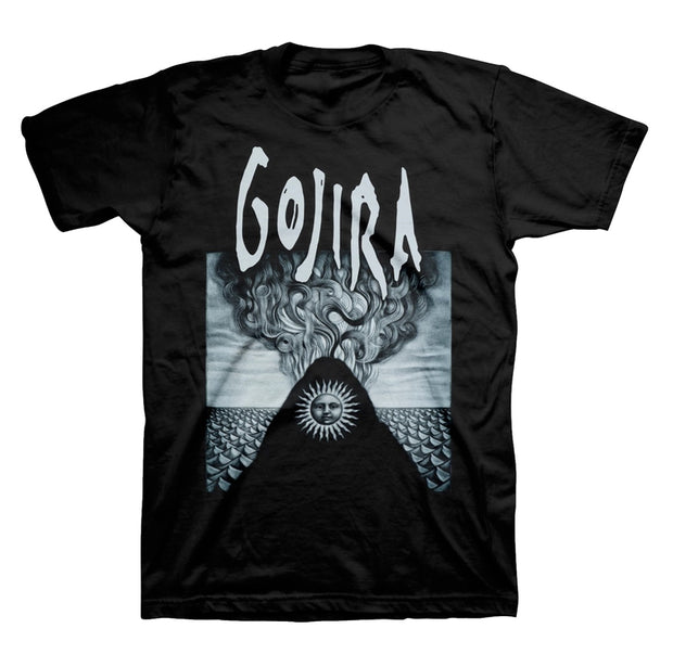 Gojira Magma Elements metal band artwork on a black cotton t-shirt