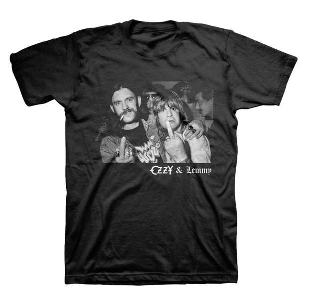 Ozzy Osbourne and Lemmy Kilmister Hellraisers middle finger photo rock t-shirt