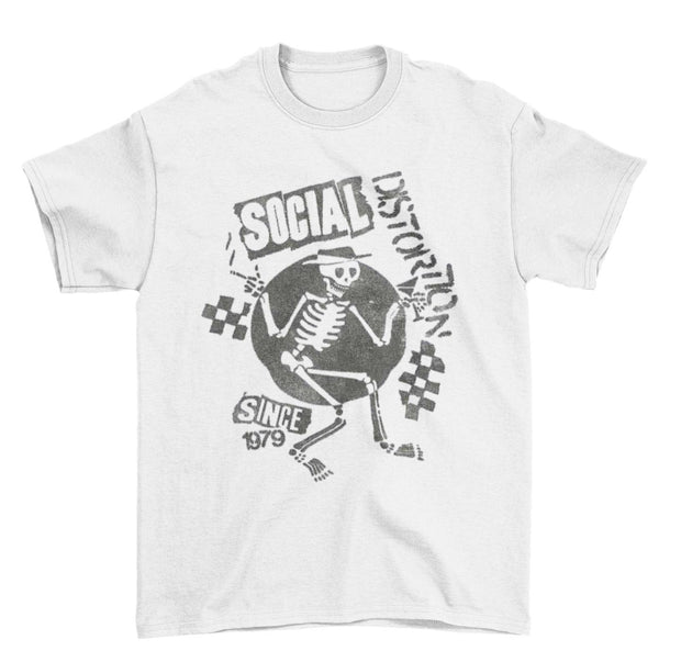 Social Distortion Skelly Checkerboard White Shirt